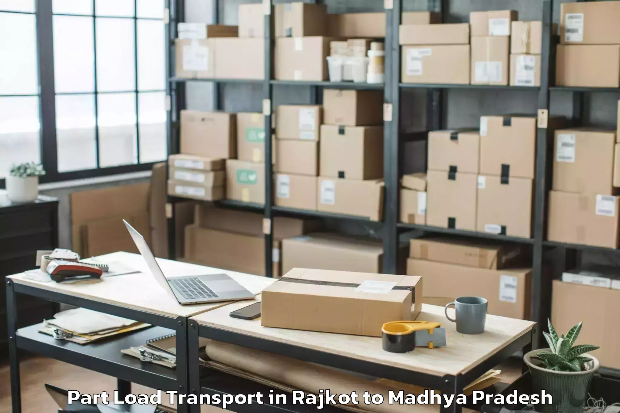 Book Rajkot to Peoples University Bhopal Part Load Transport Online